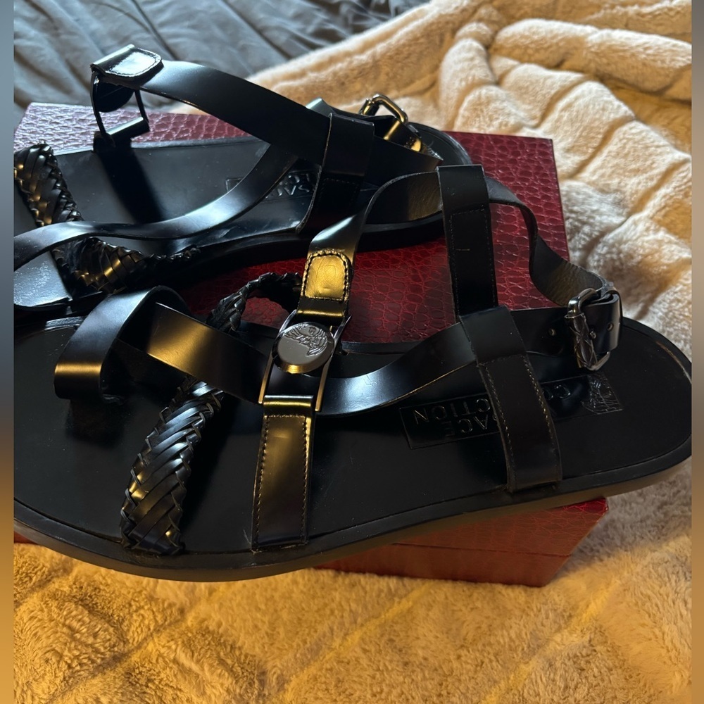 Versace Collection Strappy Leather Sandals - Picture 2 of 10